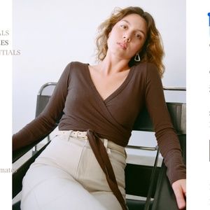 NWOT OZMA of California DANCE WRAP TOP SILK NOIL MANZANITA